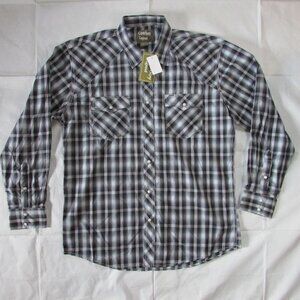 Cowboy Legend Men's 2XL Long Sleeve Plaid Snap Button Up Western Shirt